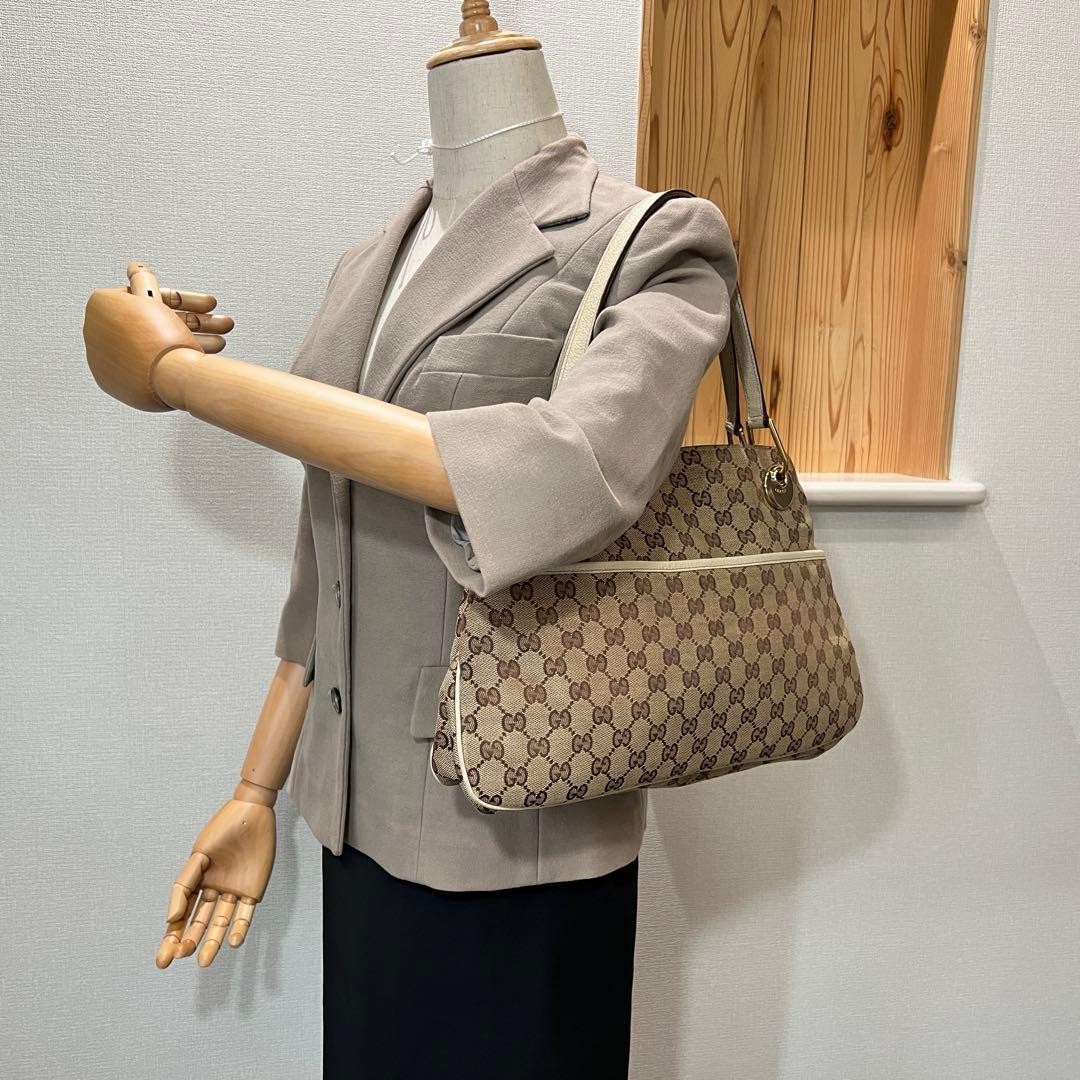 GUCCI GG Canvas Tote Bag Shoulder Bag Beige Authentic Vintage thumbnail 20