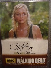 WALKING DEAD SEASON 4 EMILY KINNEY AUTOGRAPH CARD WHITE PRINT EK1