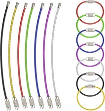 14PCS Stainless Steel Wire Keychain Loops for Luggage Tags ID Keepers