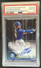 2022 Bowman Heritage Jackson Chourio Chrome Prospect Auto #CPA-JC Brewers PSA 10