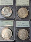 Lot of 4 PCGS MS 63 Morgan Silver Dollars OGH Uncirculated Rattler Holders