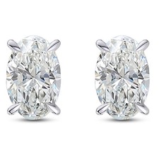 Oval Cut Stud Earrings for Women .86 Ct Simulated Diamond Sterling Silver Gin...
