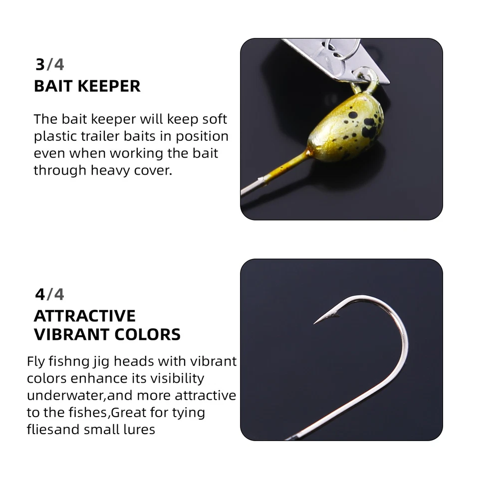 5 pezzi gancio da pesca testa di maschera di piombo lama crappie chiacchiere spinner ami bassi esche - Immagine 4 di 4