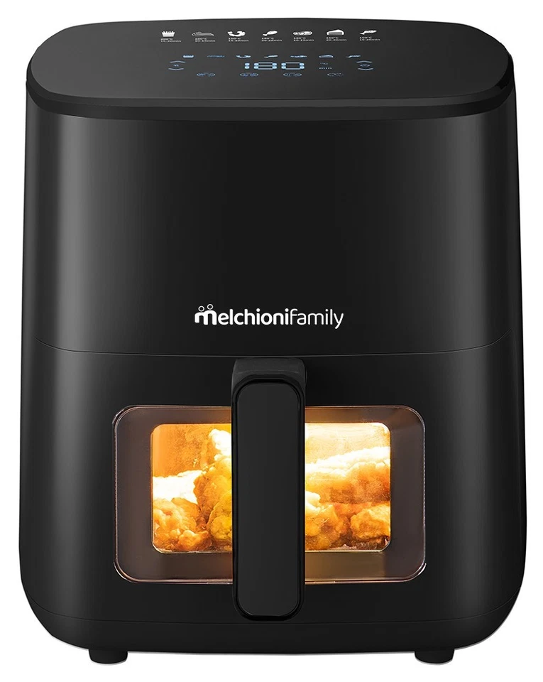 MELCHIONI FRIGGITRICE AD ARIA 5 LITRI TOUCH 7 PROGRAMMI FINESTRA LED 1500 WATT