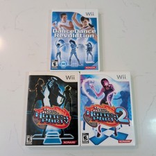 Dance Dance Revolution + Hottest Party 1 & 2 Nintendo Wii Video Game Lot No Mat