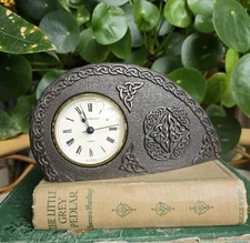 Vintage Genesis Fine Arts Mantel Desk Clock Handmade Ireland Celtic