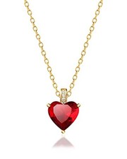 Genuine Birthstone Necklace for Women, Heart Love Necklace, 07-July Birthstone