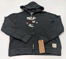 Mens Wisconsin Badgers Bucky Full Zip Hoodie Gray Retro Brand Sz L USA Made