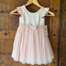 Couture Princess Dress 2T Blush Pink Bow Sparkle Pearl Tulle Special Occasion
