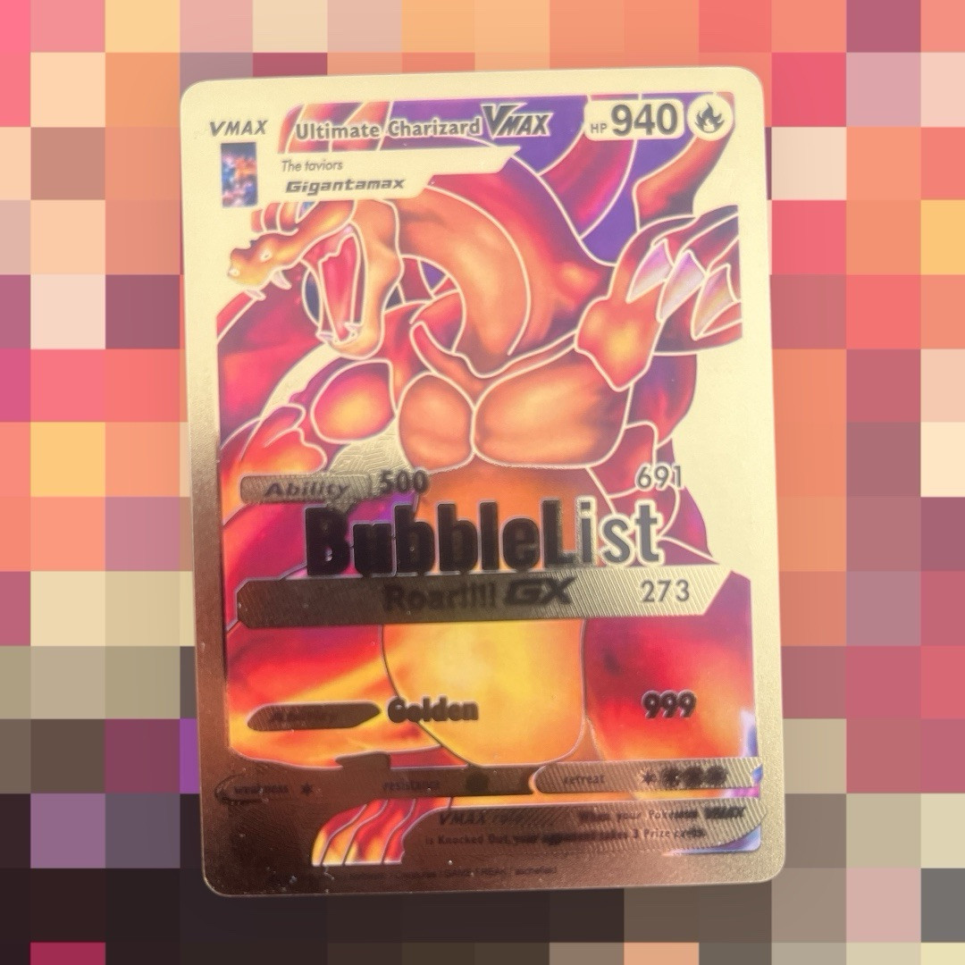 2024 Pokmon Gold Foil Fan Art Card Ultimate Charizard Vmax Giantmax Hp 940  Fire