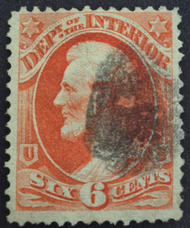 US #O99 1879 6c Department of the Interior Official Vermilion Soft Paper USA