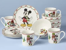 Lenox Disney Mickey & Minnie Mouse Holiday Dinnerware 12-Piece Dessert Set NEW