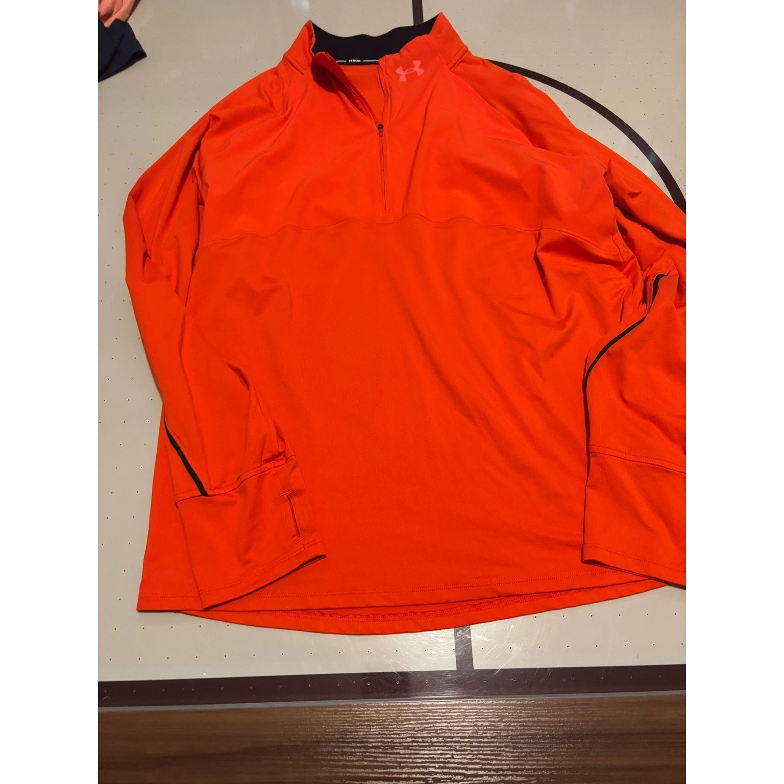 Under Armour Mens XXL Orange Run Quarter Zip Pullover Long Sleeve Fitted Shirt