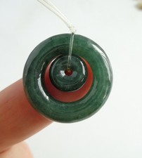 Certified  Green Natural A Jade Jadeite Double Safety Circle Donut Pendant