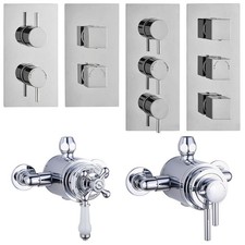 Concealed Thermostatic Shower Mixer Valve 1 / 2 Way Outlet Chrome Brass