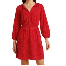 Lauren Ralph Lauren Dress Lightweight Preppy Casual Office Red Cream Size 6