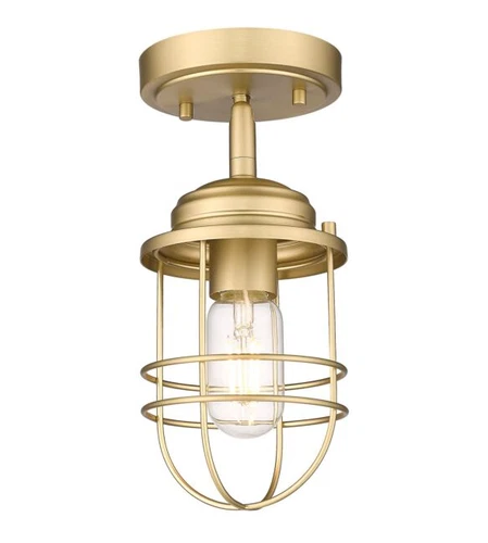 Golden Lighting Seaport BCB One Light Semi Flush Mount Brushed Champagne Bronze - Picture 3 of 5