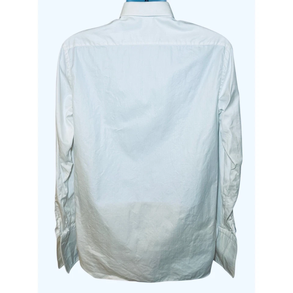 Brioni Bergdorf Goodman Mens 15/38 White Herringbone Dress Shirt Made Italy L/S - Image 3 of 4