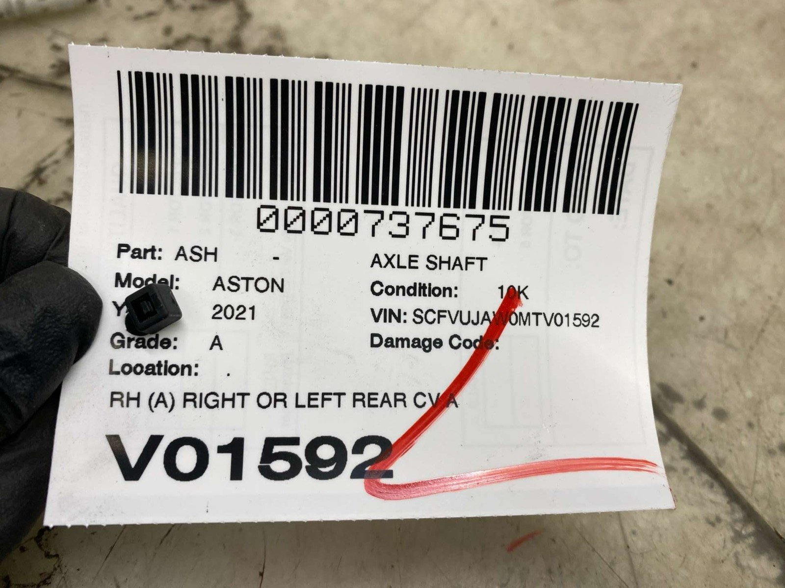 Aston Martin DBX 2020-2024 Rear Right Axle shaft P/N MY834B402BB