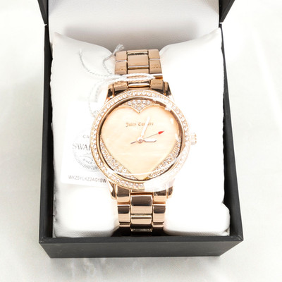 Juicy Couture Women's Black Label Crystal Watch 36mm Analog Quartz Rose Gold