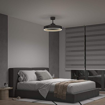 Alton 24 in. Indoor Black and Wood 8 Steps CCT 18.7 in. Integrated LED Ceiling