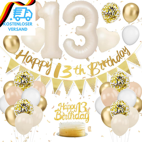 13. Geburtstag Deko Beige, Luftballon Deko 13. Geburtstag Junge MäDchen, Geburts-image
