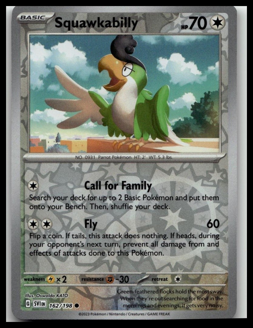 SV01: Scarlet & Violet Base Set #162/198 Squawkabilly Reverse Holo