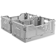 2-Pack Collapsible Crates for Storage, 8.66x5.91x3.54 In, Gray