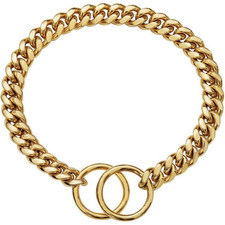 Gold Cuban Link Chain Collar for Dogs with O-Ring Size 30cm/12inch
