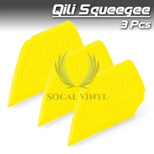 3pc Yellow Hard-Edge Precision Detailed Squeegee Vinyl Wrap Application Scraper
