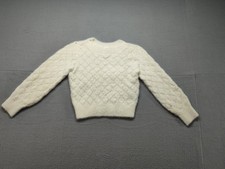 Abercrombie  Fitch Kid Sweater 11/12 Cream Cable Knit Long Sleeve Fuzzy Jumper