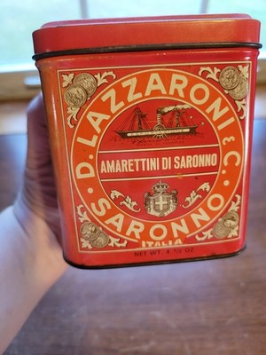 VTG 80s Lazzaroni Saronno Milano Amaretti Di Saronno Italy Biscotti Tin Retro