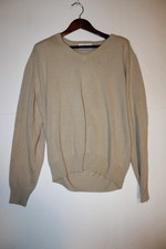 PRINGLE OF SCOTLAND Tan Sweater V Neck - 100 COTTON KNIT Mens XL