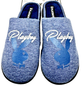 PLAYBOY MENS LOUNGE SLIPPERS M 9/10 BUNNY INDOORS OUTDOORS MEMORY FOAM AUTHENTIC Men main image 3