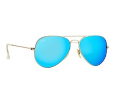 Ray-Ban Sunglasses RB3025 Aviator Flash Gold Frame Blue Flash Lenses 55mm Unisex
