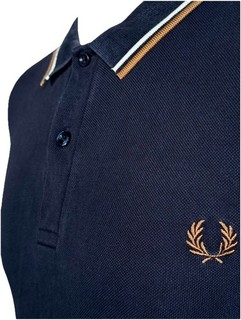 Polo Fred Perry Manga Larga Para Hombres 3XL XXXL Azul Marino/Blancanieves/Piedra Sombreada Ska Mod