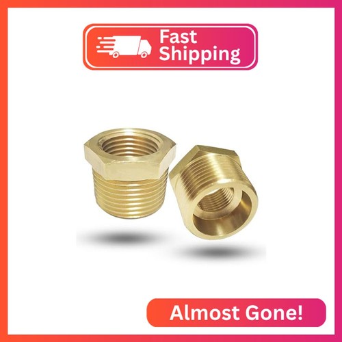 Brass 3/8" NPT Male to 1/4" Female Reducer Bushing, Brass Pipe Hex Bushing NPT M
