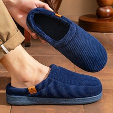 Men's Warm Memory Foam Slippers Soft Cushion TPR Non Slip Sole Cozy Indoor House