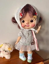 1/6 BJD Doll Big Head Baby DianDian Light Tan Color Y2-Free Face Make UP+Eyes