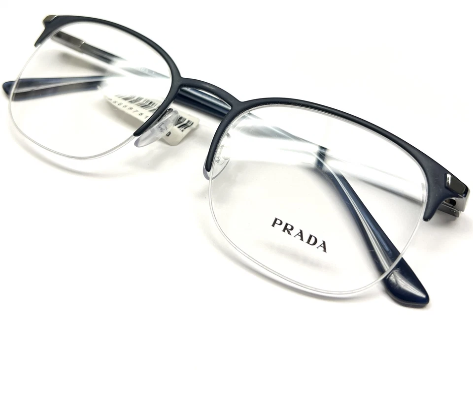 Gafas Prada semi sin montura VPR 57Y 02N-1O1 azul mate 52 mm sin estuche Foto 4 de 4