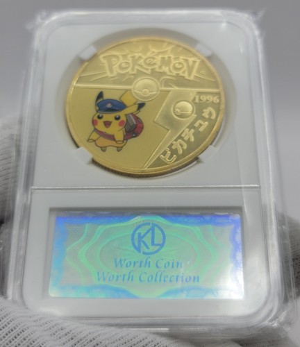 Pokemon GO Coin Pikachu Set 1996 Giappone Edizione Limitata Valore KL placcato oro - Foto 9 di 24
