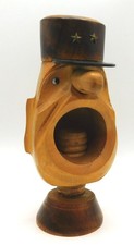Vintage Wooden Head Screw Nutcracker 2 Star Major General Folk Art Decor
