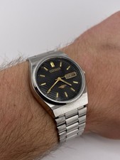 Citizen Automatic 21 Jewels Vintage 70er Day-Date Schwarz Gold Herren läuft