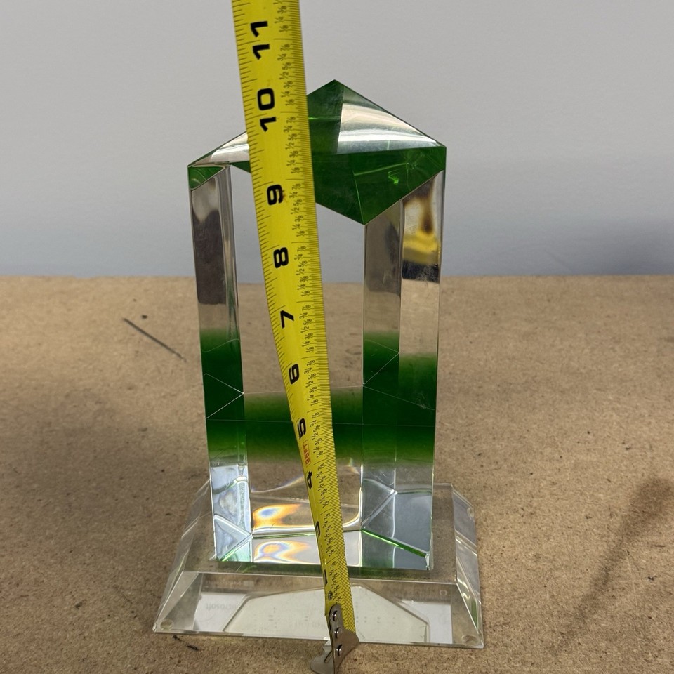 Microsoft 10 Year Employee Service Award Crystal Statue Computer 2018