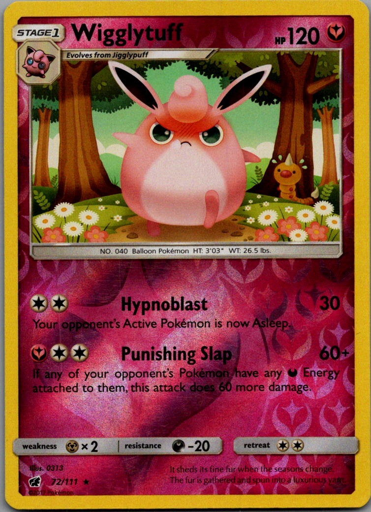 Wigglytuff Reverse Holo Rare SM - Crimson Invasion 72/111 Near Mint