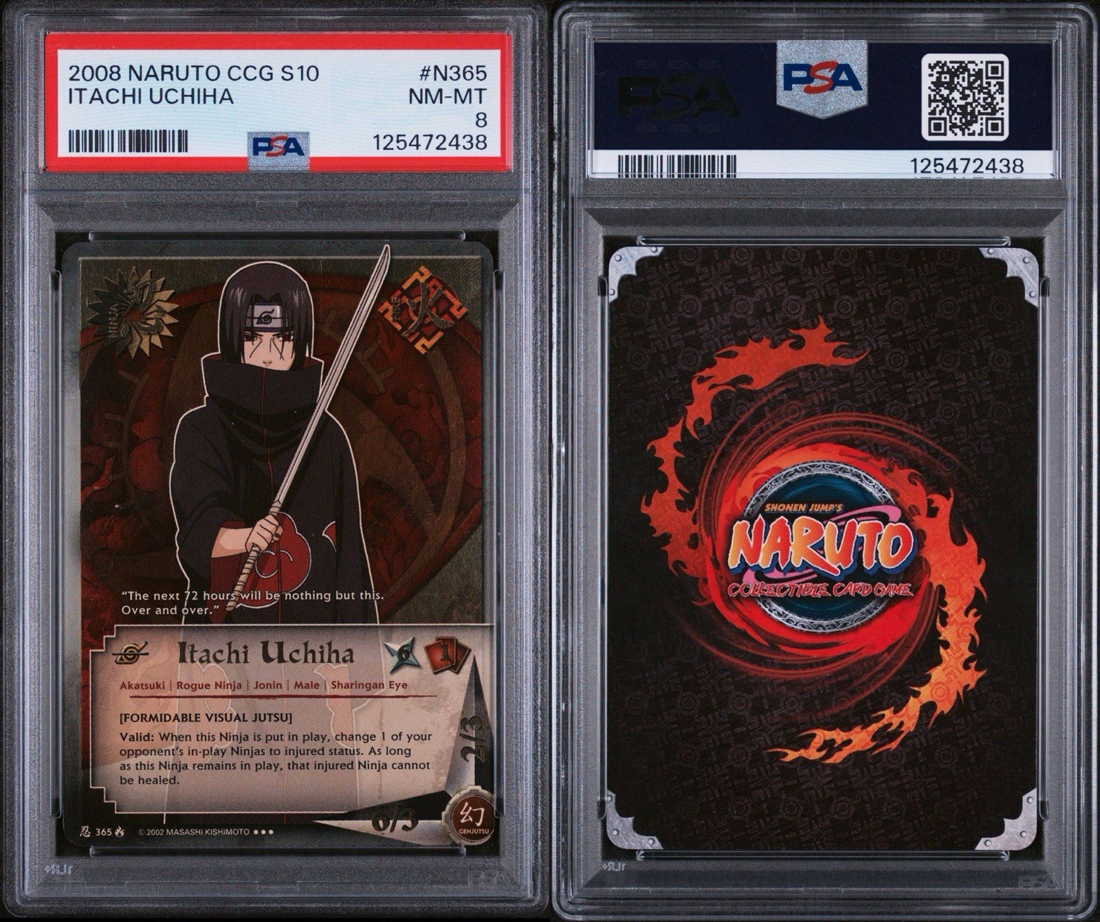 BANDAI PSA 8 2008 NARUTO CCG SERIES 10: LINEAGE OF LEGENDSITACHI UCHIHA N365 view 3