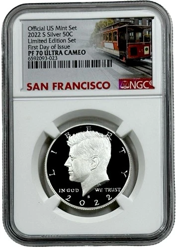 2022 S Silver Kennedy Half Dollar 50c Proof Coin NGC PF 70 UC FDOI Ltd Edition
