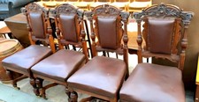 4 dining chairs Oak Pugin Gothic Revival Portcullis byGillows+2SIMILAR🪑MINT🆓Dv