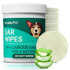 Dog Ear Wipes for Dogs  Extra Thick with Aloe Vera  Eucalyptus  125 Count ...
