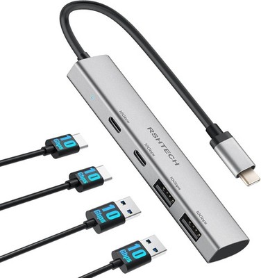 10Gbps USB C Hub, RSHTECH 4-Port USB 3.1/3.2 Gen2 Hub mit 2 Type-A & 2 Type-C Da